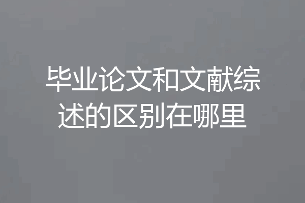 毕业论文和文献综述的区别在哪里
