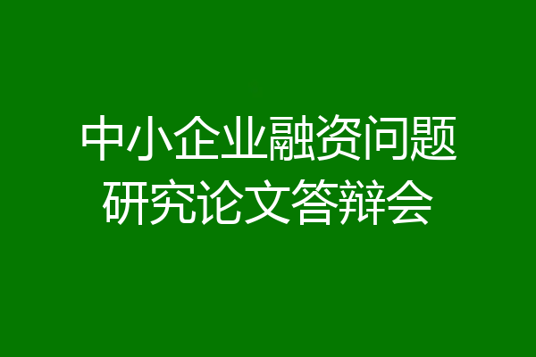 中小企业融资问题研究论文答辩会