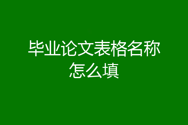 毕业论文表格名称怎么填