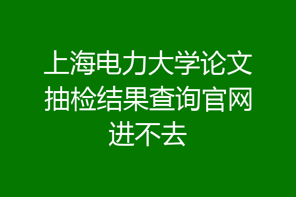 上海电力大学论文抽检结果查询官网进不去