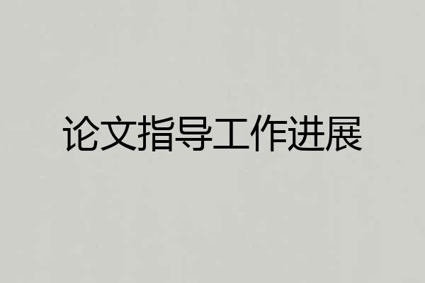 论文指导工作进展