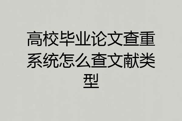 高校毕业论文查重系统怎么查文献类型