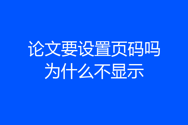 论文要设置页码吗为什么不显示