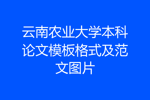云南农业大学本科论文模板格式及范文图片