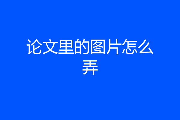 论文里的图片怎么弄