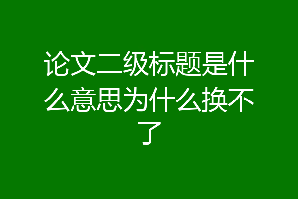 论文二级标题是什么意思为什么换不了