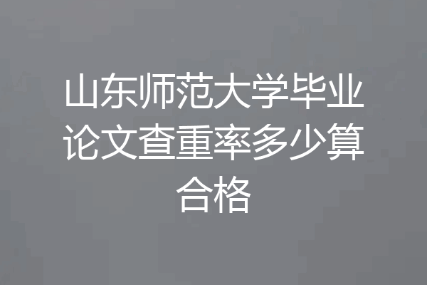山东师范大学毕业论文查重率多少算合格