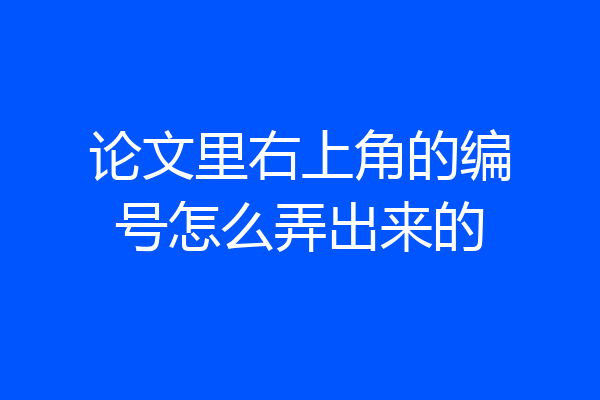 论文里右上角的编号怎么弄出来的
