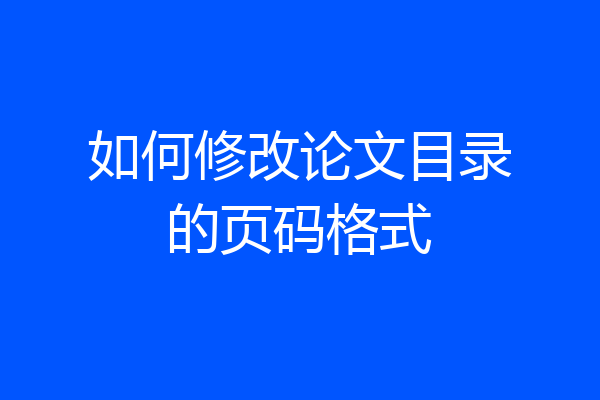 如何修改论文目录的页码格式