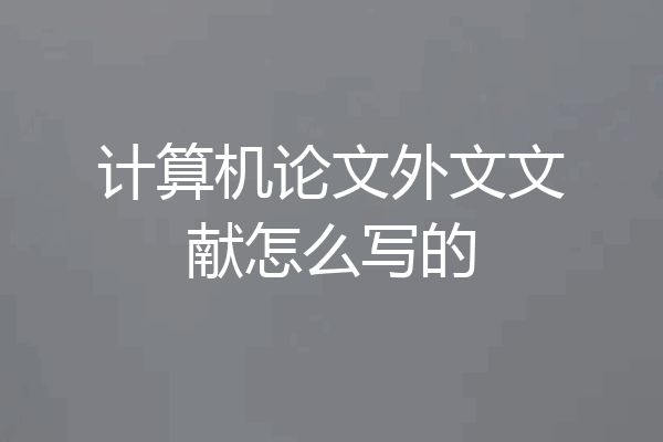 计算机论文外文文献怎么写的