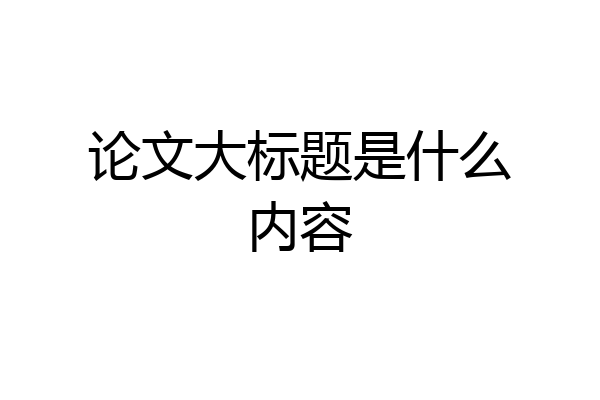 论文大标题是什么内容