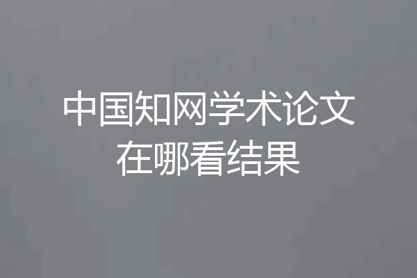 中国知网学术论文在哪看结果