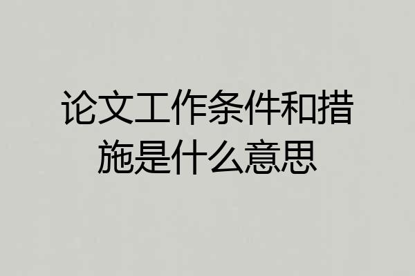 论文工作条件和措施是什么意思