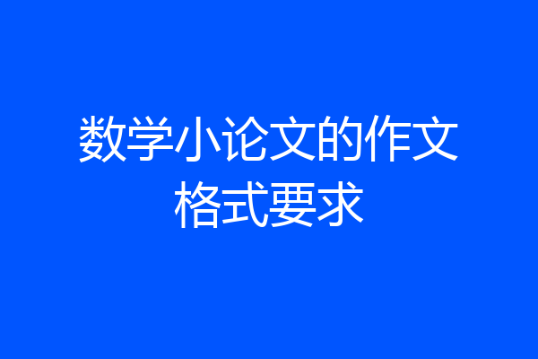 数学小论文的作文格式要求