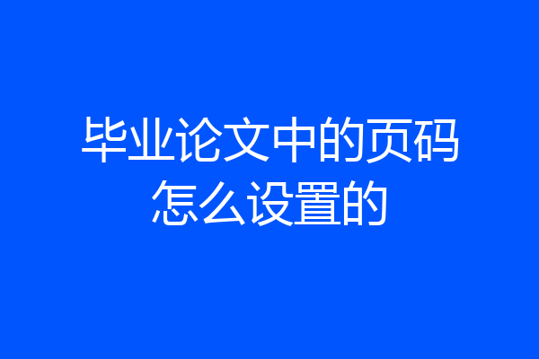 毕业论文中的页码怎么设置的