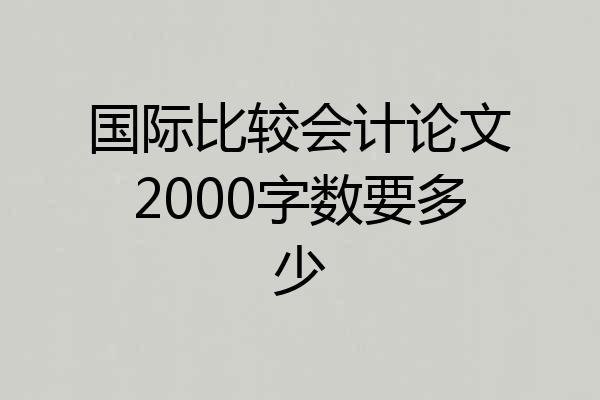 国际比较会计论文2000字数要多少