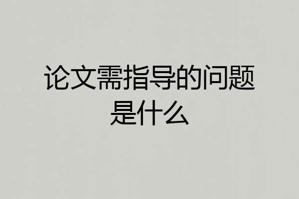 论文需指导的问题是什么