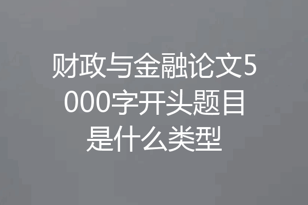 财政与金融论文5000字开头题目是什么类型