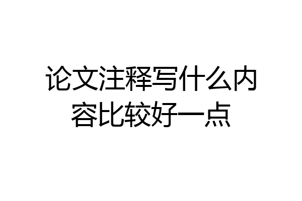 论文注释写什么内容比较好一点