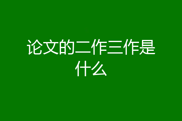 论文的二作三作是什么