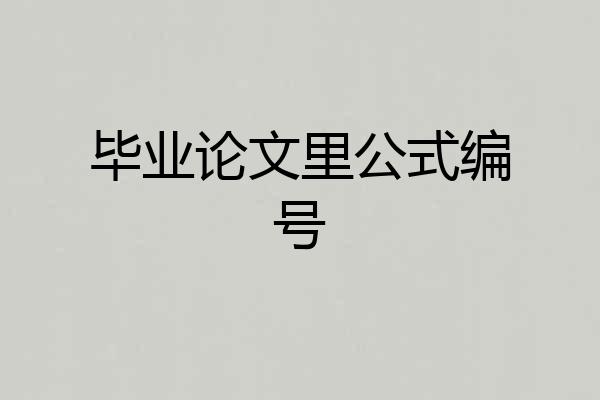 毕业论文里公式编号