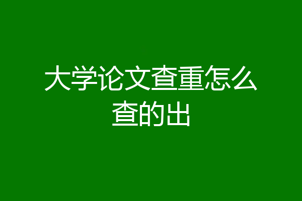大学论文查重怎么查的出