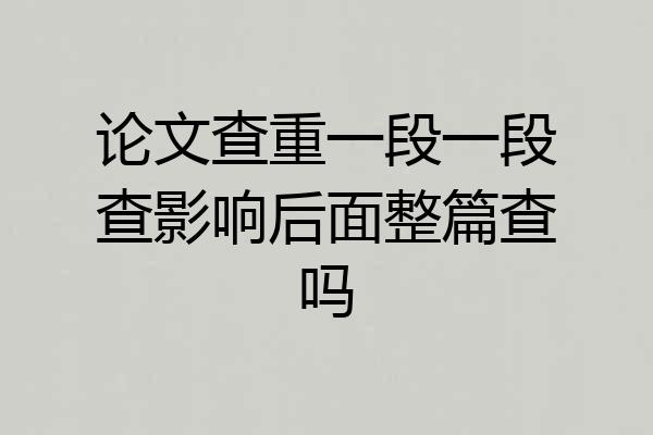 论文查重一段一段查影响后面整篇查吗