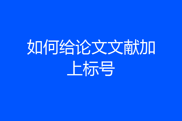 如何给论文文献加上标号
