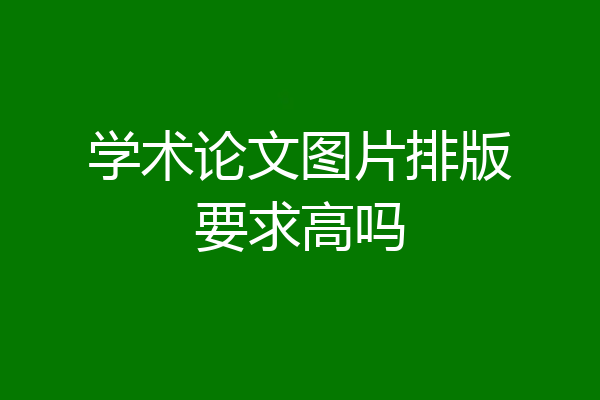 学术论文图片排版要求高吗