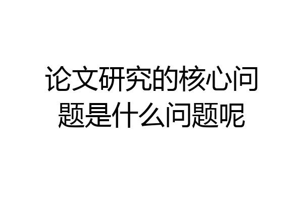 论文研究的核心问题是什么问题呢