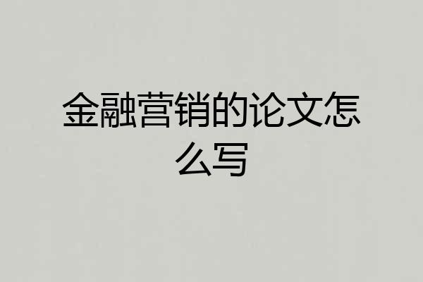 金融营销的论文怎么写