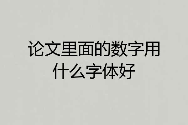论文里面的数字用什么字体好