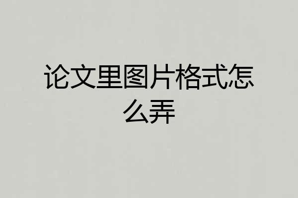 论文里图片格式怎么弄