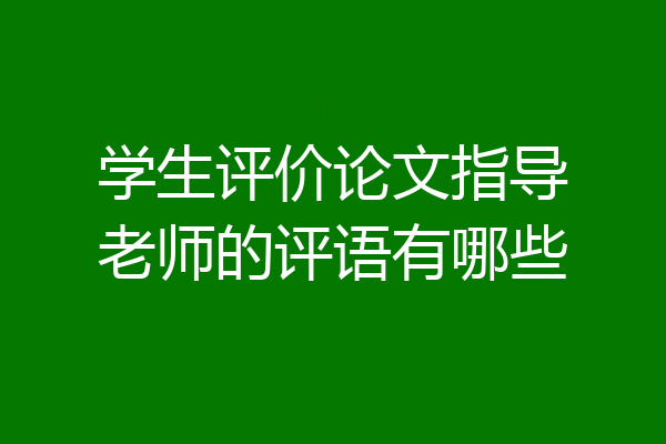 学生评价论文指导老师的评语有哪些