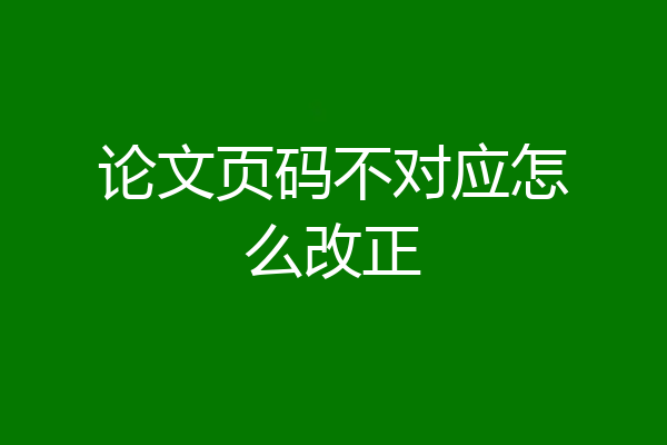 论文页码不对应怎么改正