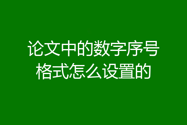 论文中的数字序号格式怎么设置的