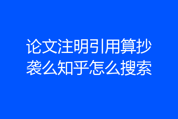 论文注明引用算抄袭么知乎怎么搜索
