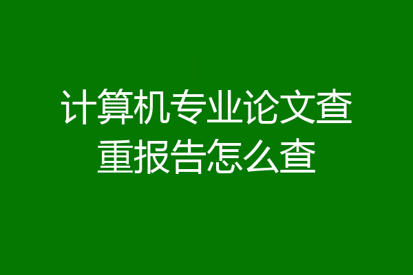 计算机专业论文查重报告怎么查