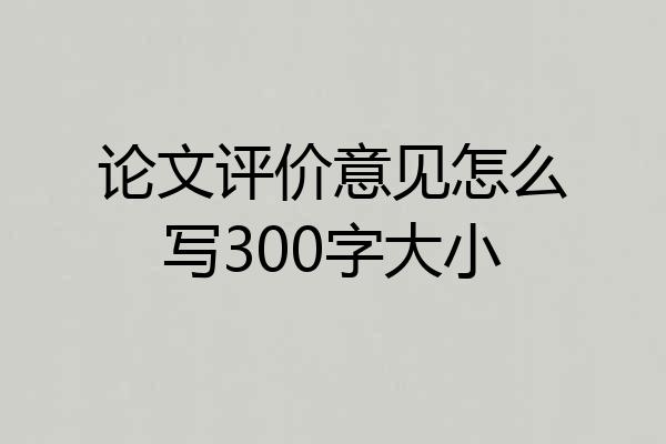 论文评价意见怎么写300字大小