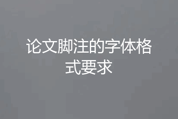 论文脚注的字体格式要求