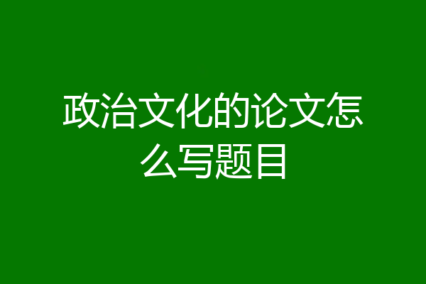 政治文化的论文怎么写题目