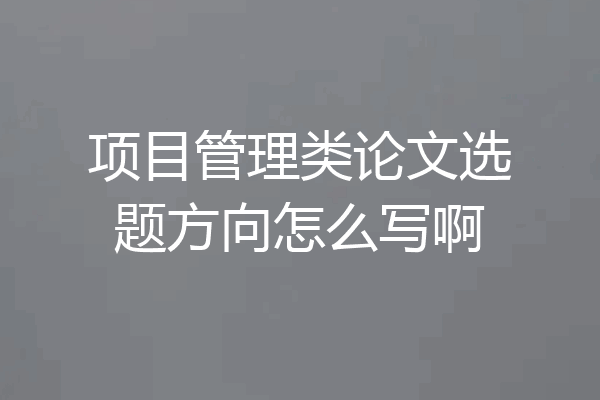 项目管理类论文选题方向怎么写啊
