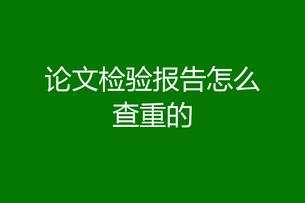 论文检验报告怎么查重的