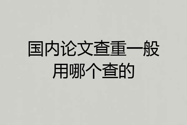 国内论文查重一般用哪个查的