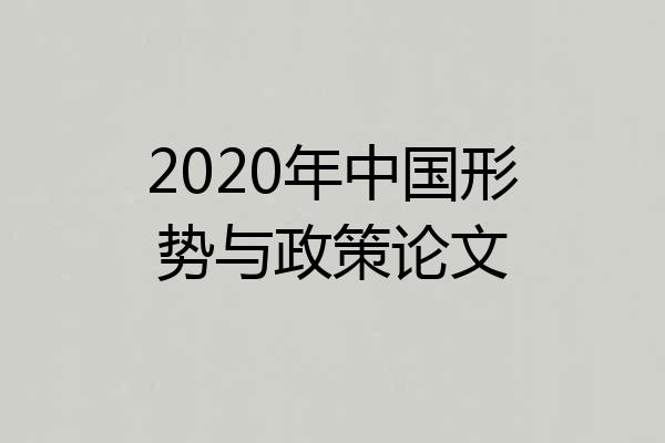 2020年中国形势与政策论文