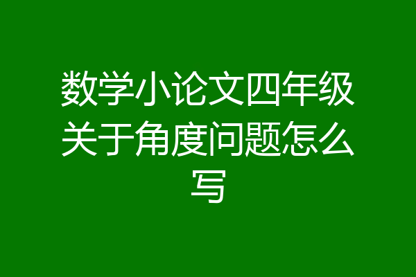 数学小论文四年级关于角度问题怎么写