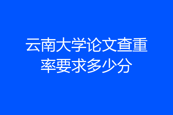 云南大学论文查重率要求多少分