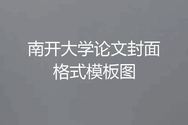 南开大学论文封面格式模板图