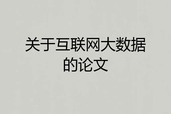关于互联网大数据的论文
