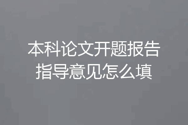 本科论文开题报告指导意见怎么填
